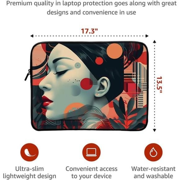 Female Face Mac Book Pro 16" Sleeve - Cool Laptop Accessories - Abstract Sleeves - Picture 5 of 5